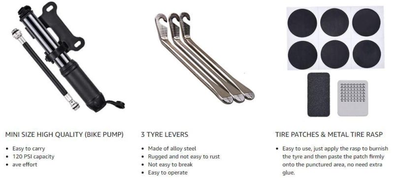 Portable Bicycle Repair Tool & Puncture Kit Bike Tyre Repair Kit with Seat Saddle Bag