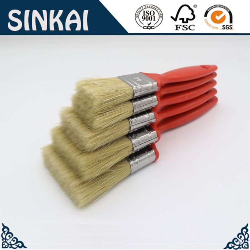 White Bristle Flat Styple Painting Brush with Plastic Handle