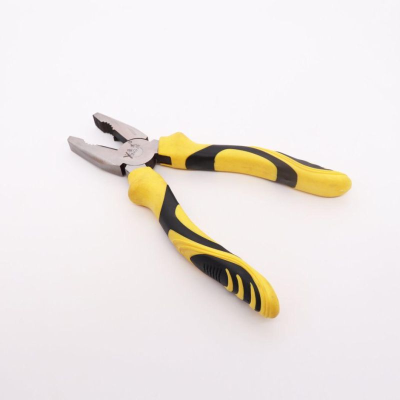 Screw-Thread Steel Polished 8 Inch Pliers with Yellow PVC Handle