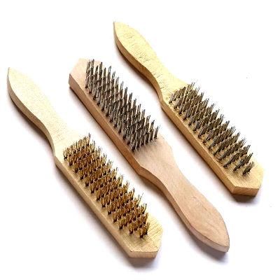 Long Wood Handle Steel Wheel Brush Stainless Steel Wire Brush