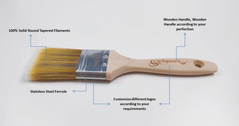 Professional Design Tapered Synthetic Brush with Wooden Handle