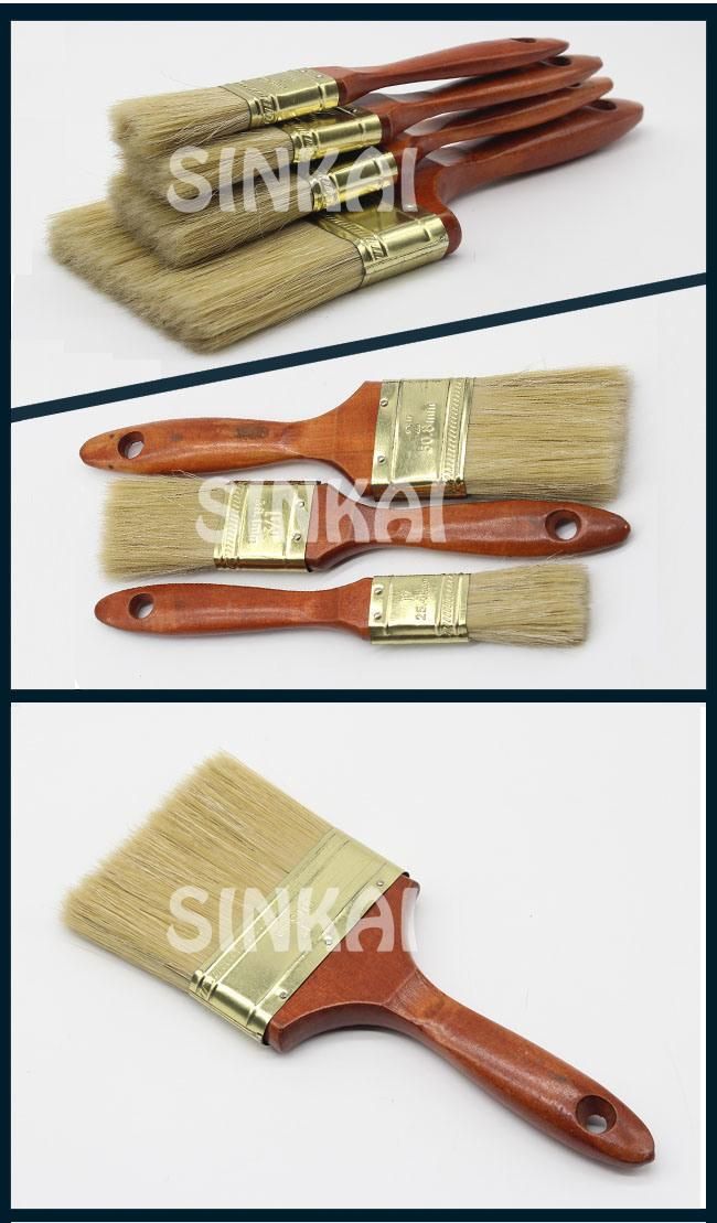 Natural White Bristle Clean Painting Brush with Wooden Handle