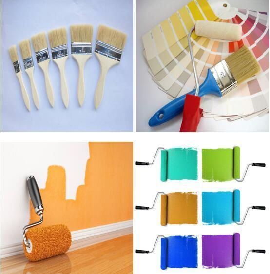 White Bristle Blend Color Plastic Handle Flat Brush Econ (GMPB019)
