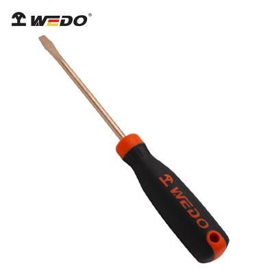 WEDO Beryllium Copper Slotted Screwdriver Non-Sparking Flat-Head Screwdriver Anti-Slip Handle