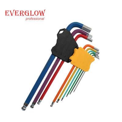 9PCS L Type CRV Ball End Color Hex Key Allen Wrench Set