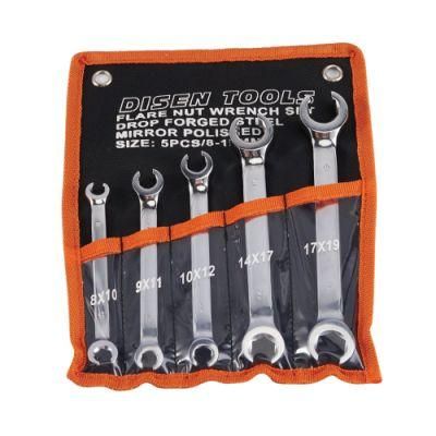 5PCS 6-22mm Double End Oil Tube Spanner Set Flare Nut Wrench Tool Kit