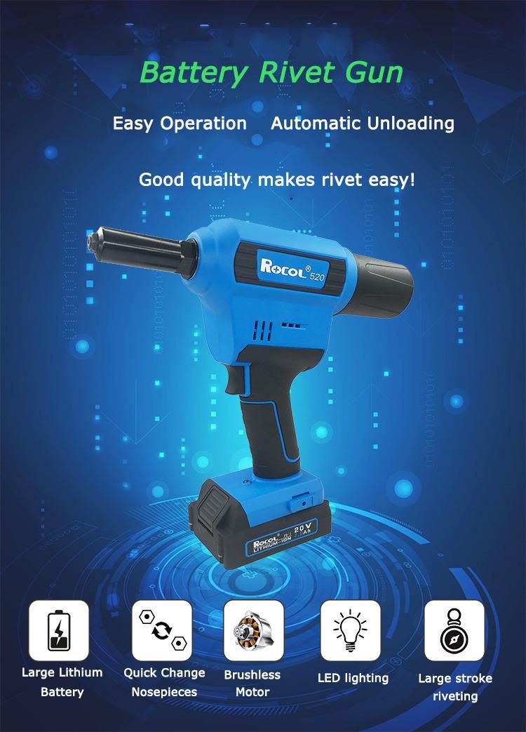 Rechargeable 2.4-6.4 Powerful Lithium Battery Pop Riveting Tool