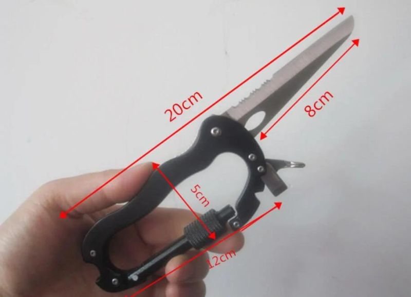 5 in 1 Multifunction Tool Outdoor Survival Carabiner Hook with Foldable Knife Screwdriver Bottle Opener Keychain for Camping Hiking Climbing