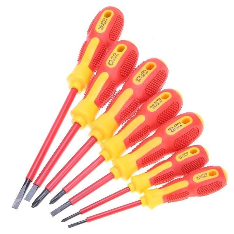 Insulated Magnetic Phillips Slotted Screwdriver Setfor Electrician Repair Hand Tool Kit