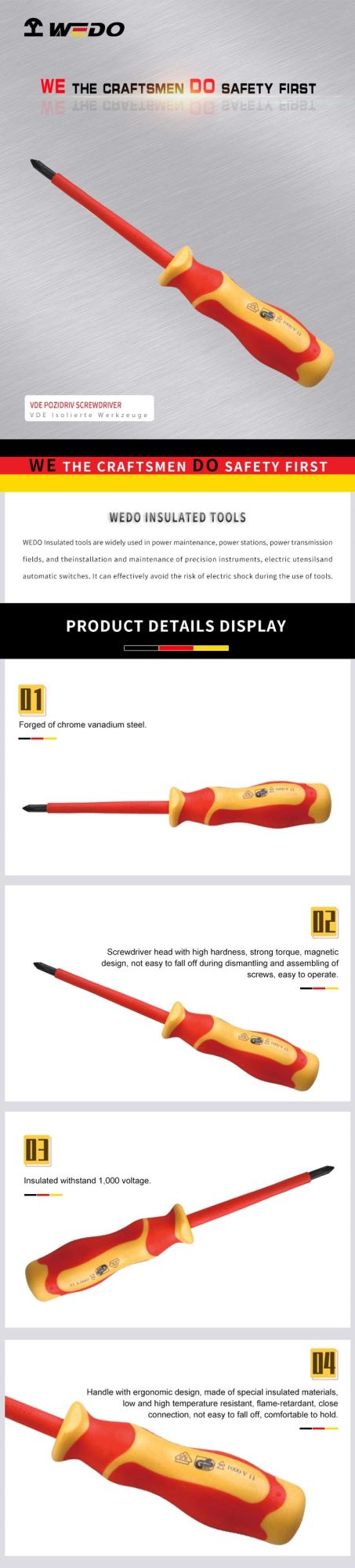 Wedo VDE Certified 1000V Insulated Pozidriv Screwdriver