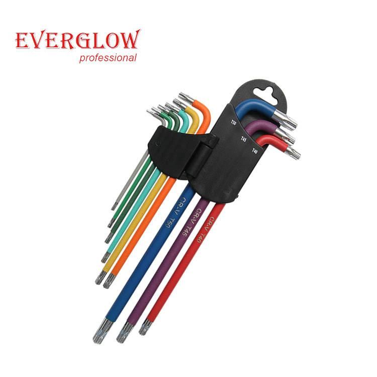 9PCS L Type CRV Torx Ball End Color Hex Key Allen Wrench Set