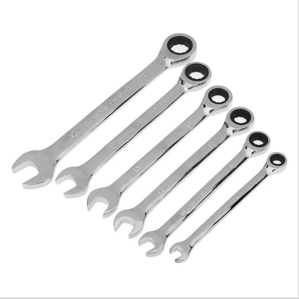 12PC Metric Fixed Head Ratchet Spanner CRV Combination Wrench