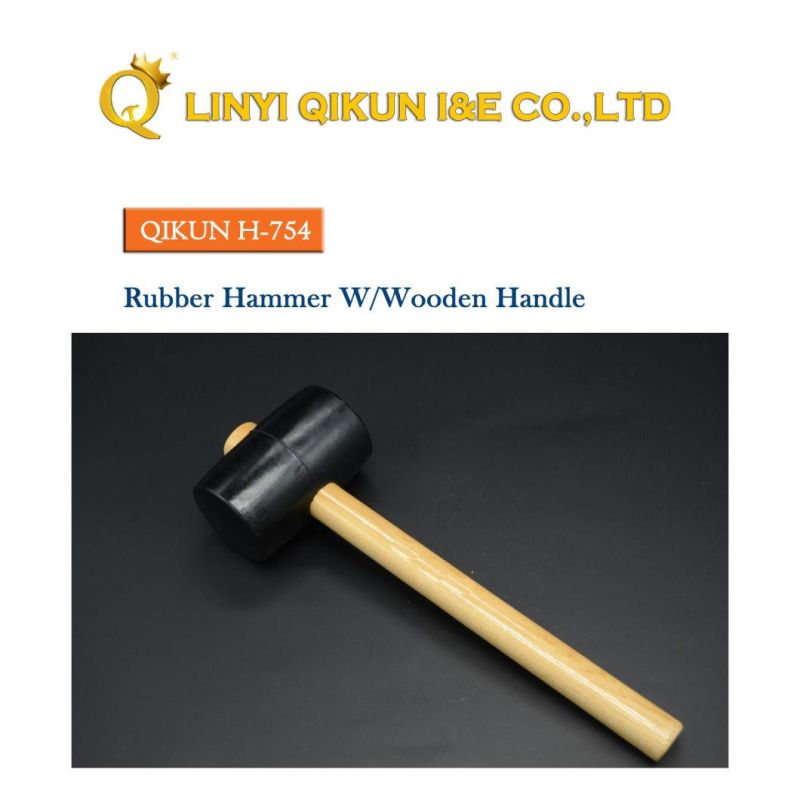 H-754 Construction Hardware Hand Tools Rubber Plastic Hammer with Wooden Handle