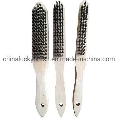 Wooden Handle Steel Wire Brush /Wood Base Stainless Steel Wire Handle Brush Wire Rust Removal Brush (YY-386)