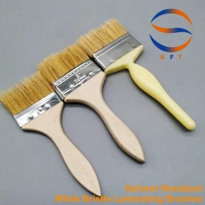 3&prime;&prime; Solvent Resistant White Bristle Laminating Painting Brushes