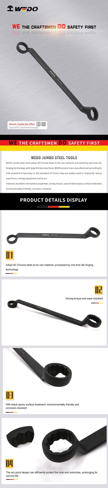 Wedo Special Jumbo 40 Chrome Steel Double Box Offset Wrench