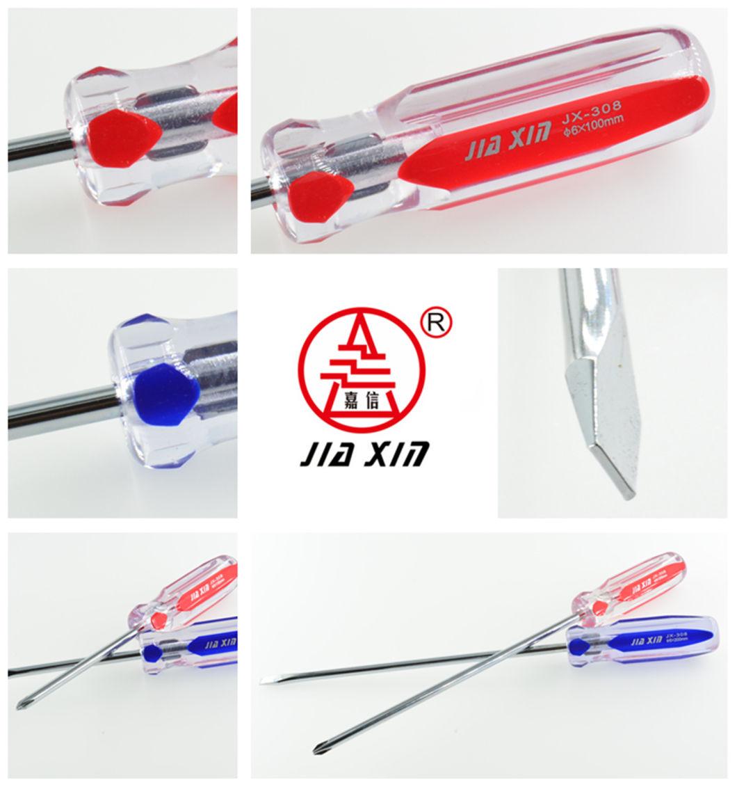 6mm*100mm-200mm Cr-V Colorful Transparent Plastic Handle Screwdriver