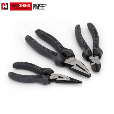 6&quot;, 160mm Combination Pliers, Made of Carbon Steel, Pearl-Nickel Plated, Nickel Plated PVC Handles, Cr-V, Long Nose Pliers, Diagonal Cutting