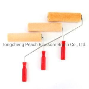 Yellow Polyester Roller Red Plastic Handle Paint Roller Brush for Decorating