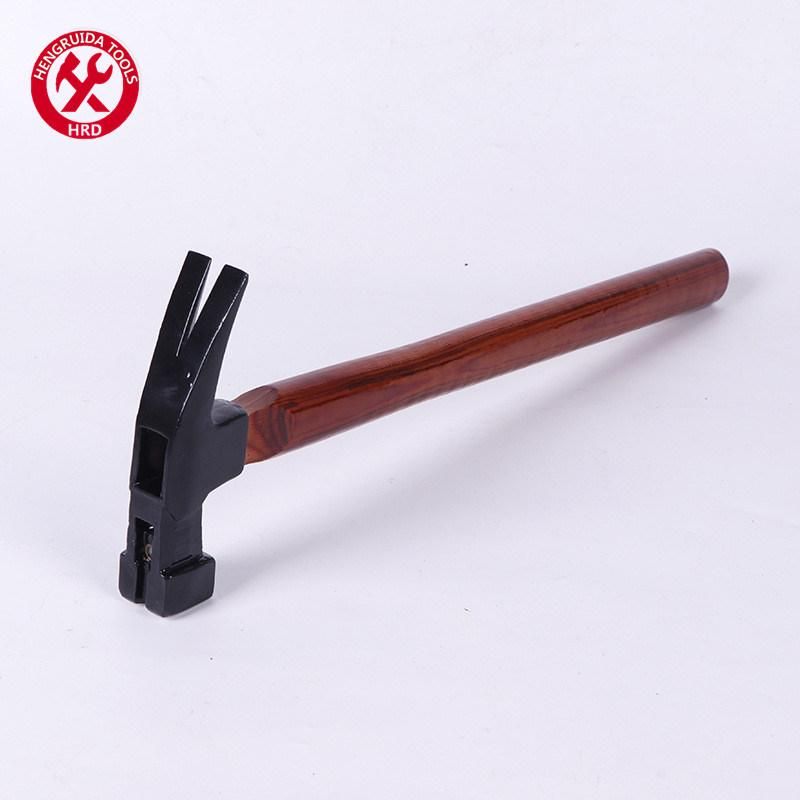Square Head Claw Hammer Laser Curved Scale Wood Handle with Compressed Wooden Handle