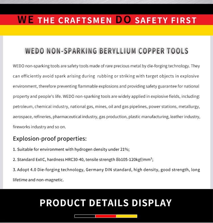 WEDO Beryllium Copper Slotted Screwdriver Non-Sparking Flat-Head Screwdriver Bam/FM/GS Certified