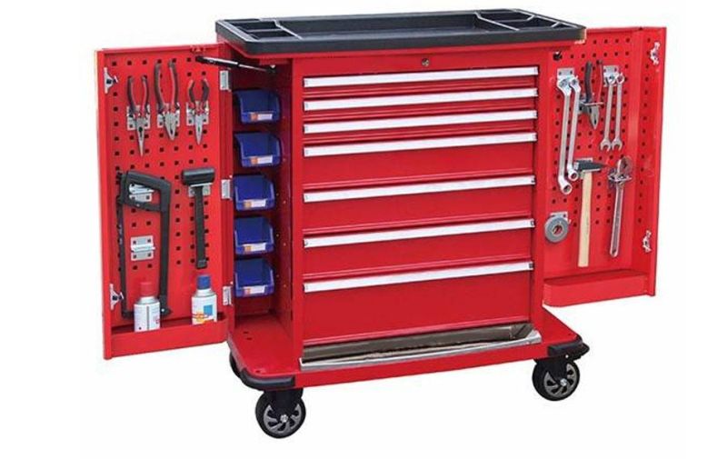 6 Drawer Tool Cabinet with Plastic Work Surface Pallet Red