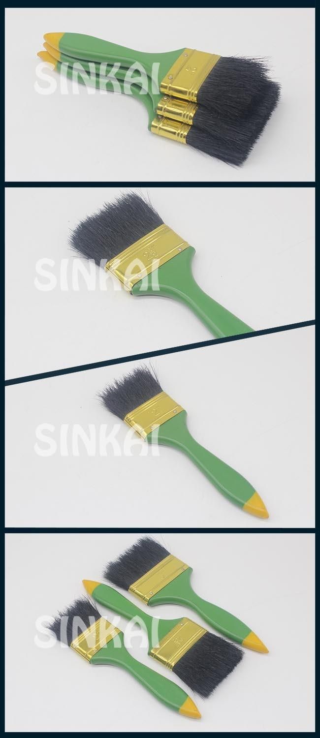 Green Plastic Handle Paint Brush with Black Bristle