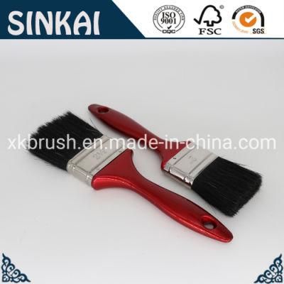 Wood Paint Brush, Synthetic Paint Brush, Flat Brush with Long Wooden Handle