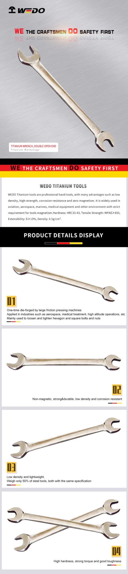 Wedo Popular Titanium Double Open End Wrench