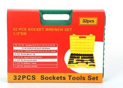 32PCS Adjustable Ratchet Socket Set Ratchet Wrench Socket Tool Set