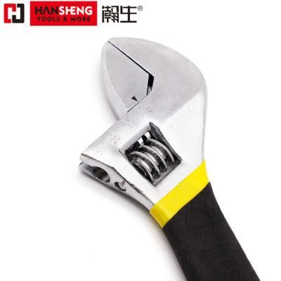 Professional Hand Tool, Made of CRV, High Carbon Steel, Chrome Plated, Adjustable Wrench, Dipped Handle