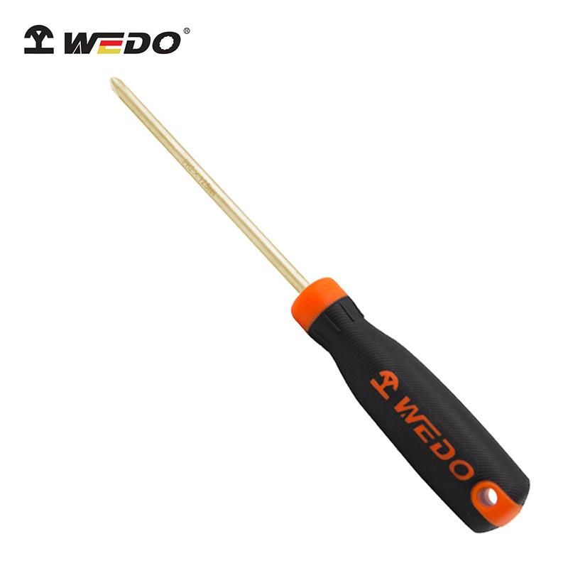 WEDO Non-Sparking Screwdriver Aluminium Bronze Phillips/Cross Screwdriver Double Color Anti-Slip Handle