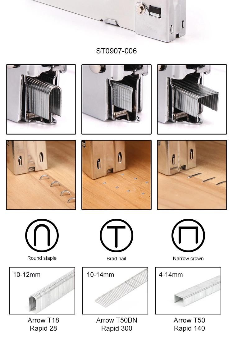 Manual Brad Nailer Power Adjustment 4-in-1 Stapler Gun with Staples