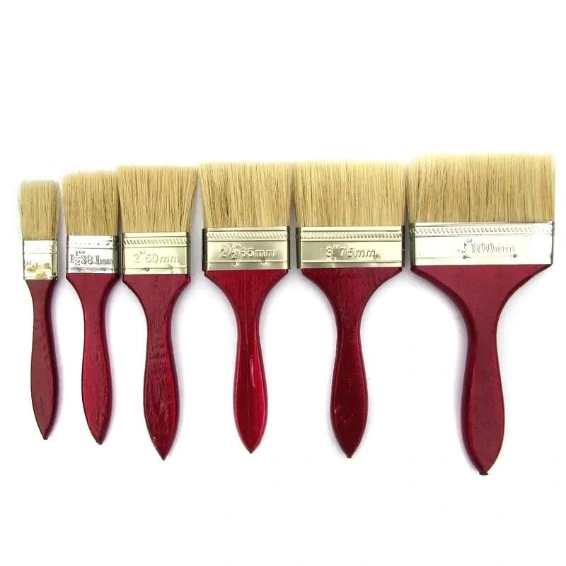 Flat Paint Brushes Wooden Handle Painting Brush Flat Bristle