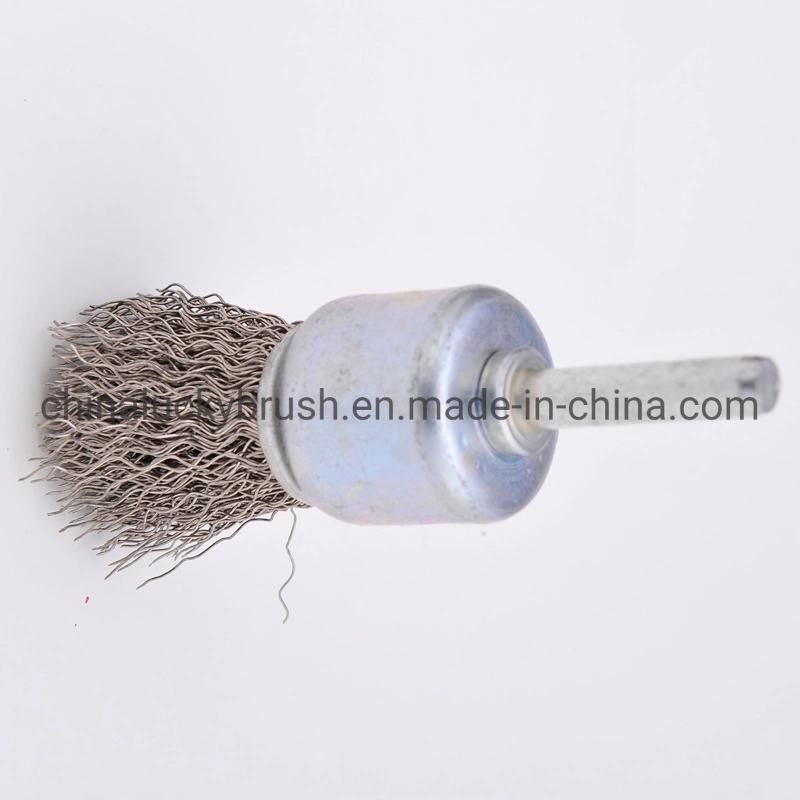 25mm Steel Wire End Polishing Brush with Shaft /Mini Steel Wire Grinding Industrial Brush with Shaft/Wheel for Drill (YY-063)