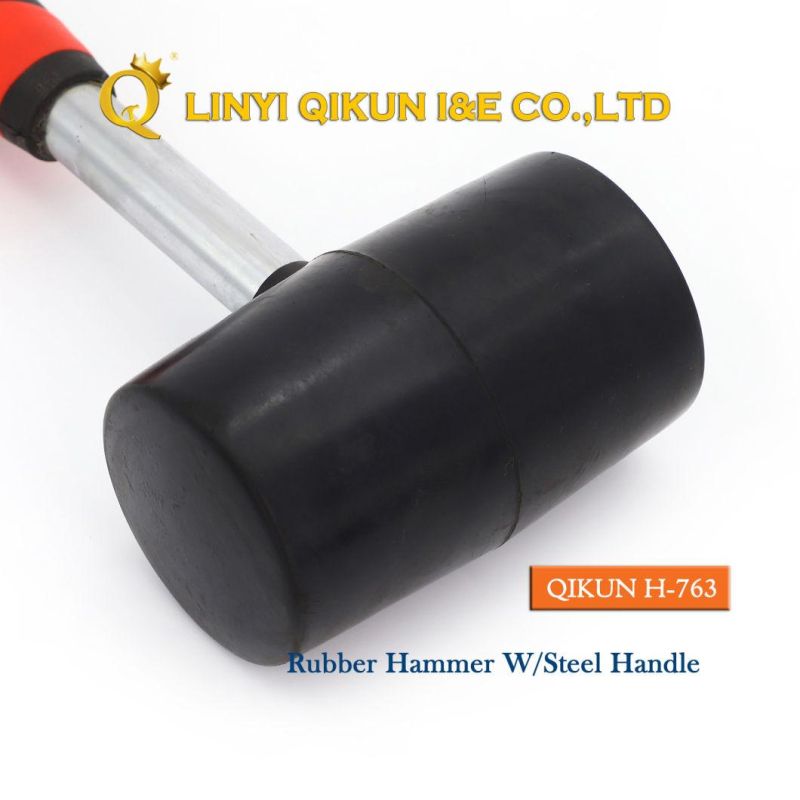 H-754 Construction Hardware Hand Tools Rubber Plastic Hammer with Wooden Handle