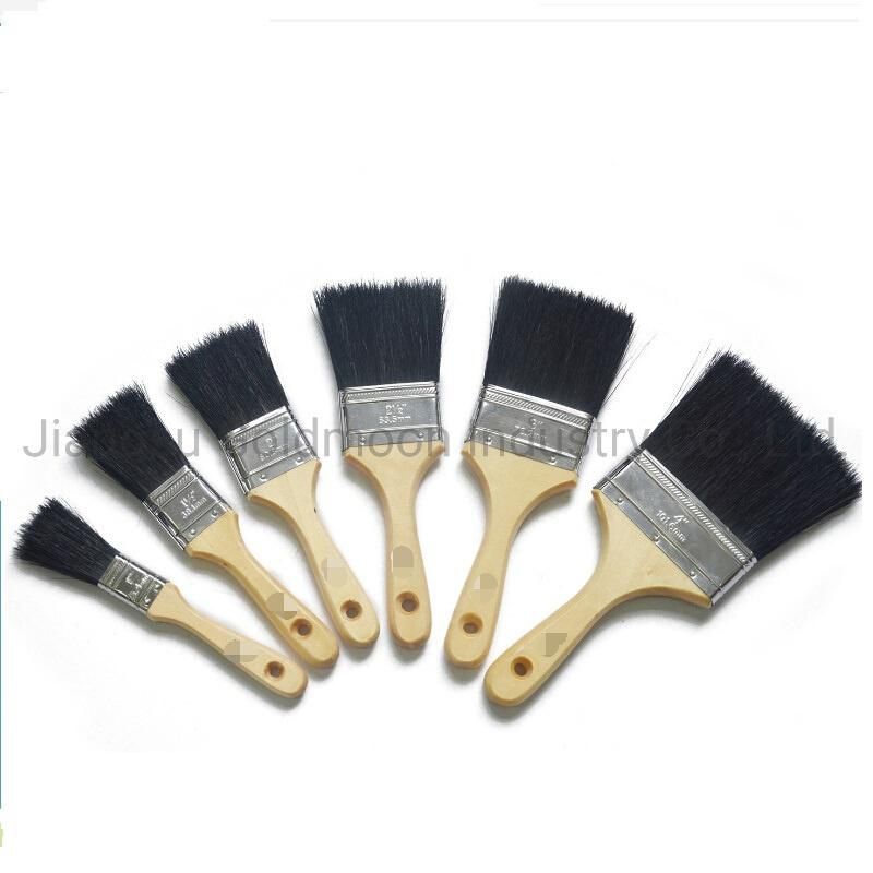 Flat Bristle Wood Handle Paint Brush, 2" Size, Natural White