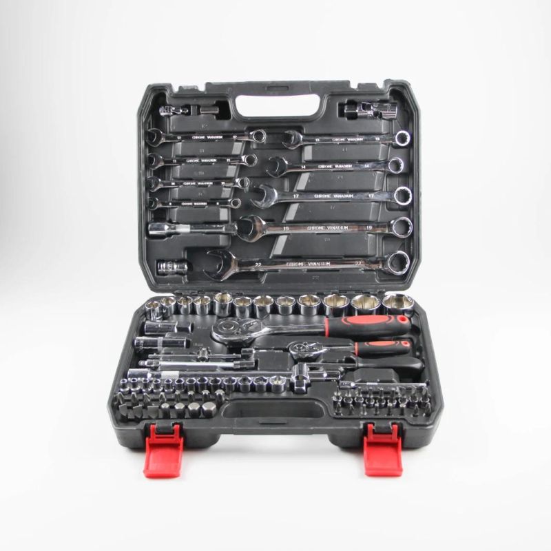 Goldmoon Hand Tool Socket Set Ratchet Wrench with Plastic Box Package