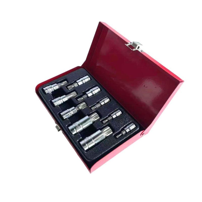 10PCS 1/4" 3/8" 1/2" Power Tools Hand Tools Accessories Cr-V Multipan Torx Socket Bit Set M4 M5 M6 M8 M9 M10 M12 M14 M16 M18