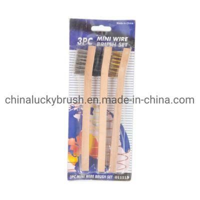 3PCS 7&quot;Mini Wire Brush Set/Mini Wooden Handle Steel Wire Stainless Steel Cleaning or Polishing or Rust Removal Set Brush (YY-500)