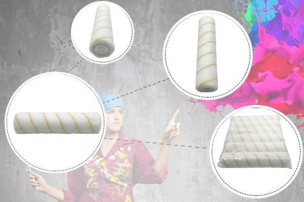 Polyester Material White with Gold Stripe Brush Roller