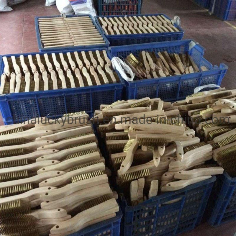 Brass Wire Wooden Handle Cleaning Brush/Wood Base Steel Wire Cleaning or Polishing Hair Brush (YY-754)