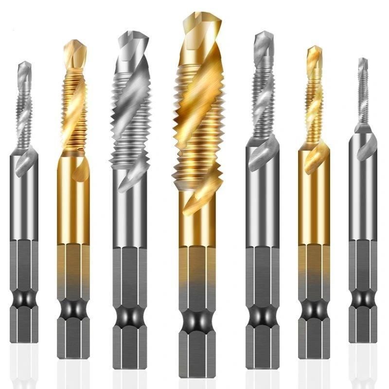 HSS Machine Taps Titanium-Plated Three-in-One Cutting Tools Drilling and Chamfering M10*1.5