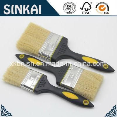 Rubber Handle Painting Brush with Natural White Bristle