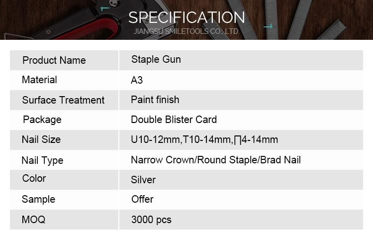 Hand-Held 3 Ways Manual Staple Gun Made of Carbon Steel