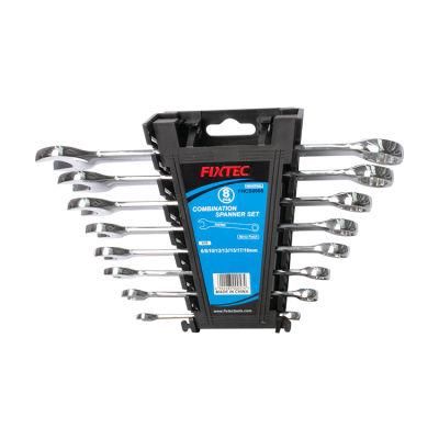 Fixtec Carbon Steel 8 PCS Combination Spanner Set with Mirror Finish