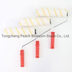 Yellow Stripes Polyester Fiber Roller Red Plastic Handle Paint Roller Brush