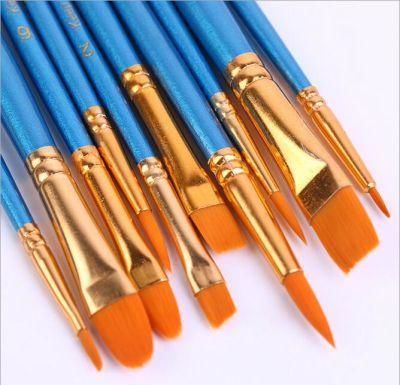 10PCS/Set Watercolor Gouache Paint Brushes Nylon Hair Painting Brush Set