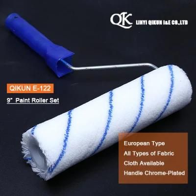 E-122 Hardware Decorate Paint Hand Tools Acrylic Polyester Mixed Yellow Double Strips 9&quot; Paint Roller Brush