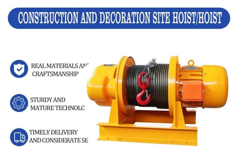 Double Braking Building Crane Hoist Electric Cable Pulling Winch